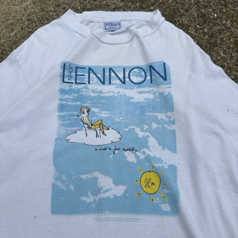 John Lennon 1999 Bag One "He Tried To Face Reality" Vintage Tee L Rare (b4)